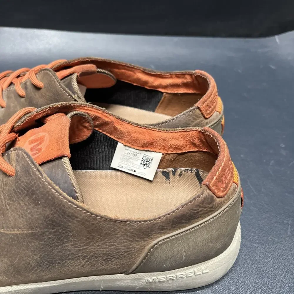 Merrell Freewheel Cushion Shoes Lace Brown Leather Casual Dress Mens 13, J41385.